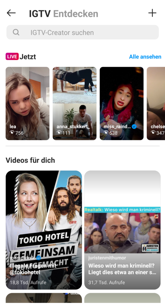 instagram tv startseite in der app