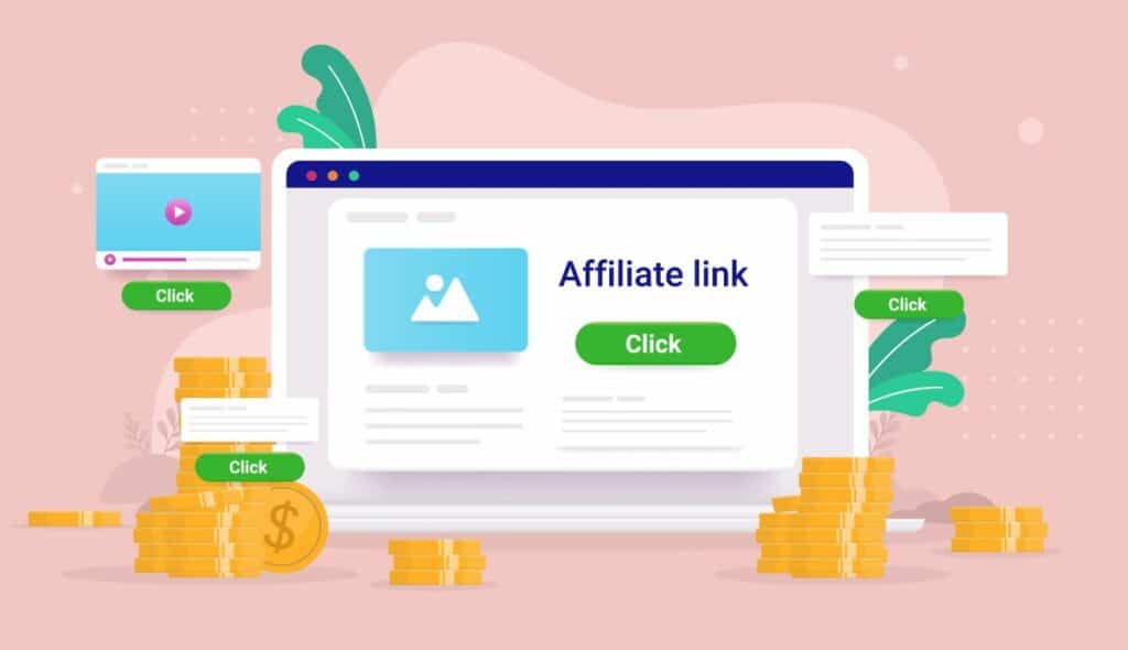 affiliate-link-auf-bildschirm-mit-ppc-und-muenzen